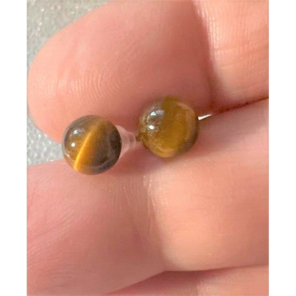 Genuine Tiger Eye Earrings for Pierced Ears